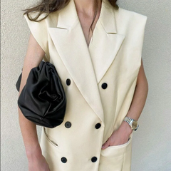 Women's Suit Vest Double Breasted Lapel Sleeveless Jacket Elegant