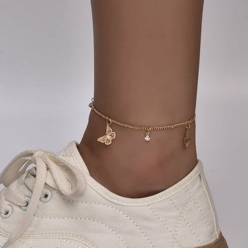 Butterfly Bohemia Silver Plated Chain Ankle Bracelet