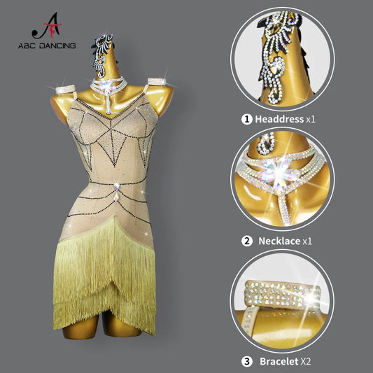 Women's Dress Line Dance Latin Costume Ball Dancewear Female Sexy