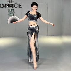 Belly Dance Top Skirt Set Practice Clothes Sexy Women Long Skirt Suit