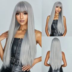 Black Hair Long Straight Wigs for Women Natural Hair Synthetic Wigs