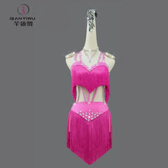 Latin Dance Suit Girls Stage Sports Clothing Dancewear Skirt Party