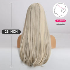 White Long Straight Synthetic Wigs for Cosplay Ash Highlights Natural