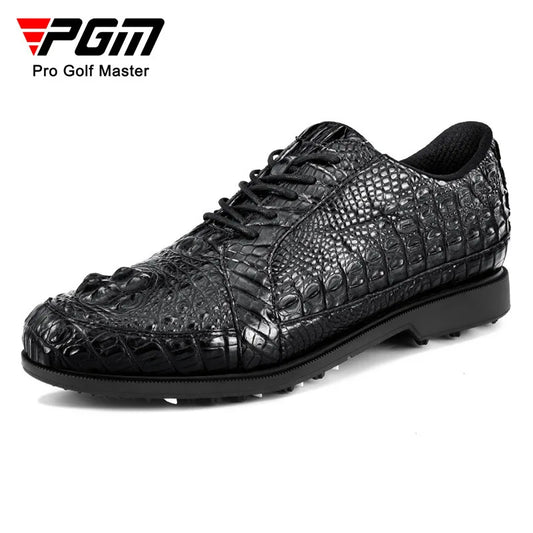 PGM Men's Golf Shoes Casual Sport Sneakers Shoelaces Crocodile Skin