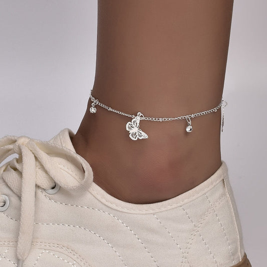 Butterfly Bohemia Silver Plated Chain Ankle Bracelet