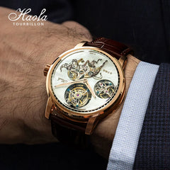 Haofa Luxury Double Tourbillon Mechanical Watch For Men Sapphire