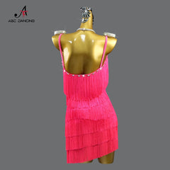 Latin Dance Dress Woman Line Clothes Practice Wear Suit Stand Ball