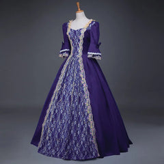 Women Vintage Court Cosplay Dress Medieval Renaissance Queen Ball Gown