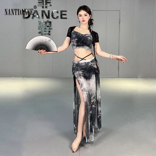 Belly Dance Top Skirt Set Practice Clothes Sexy Women Long Skirt Suit