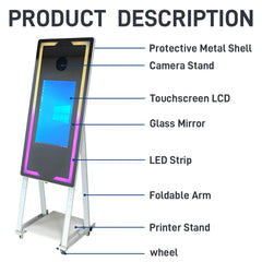 Touch Screen Photobooth Portable  40 65 inch Mirror magic Photo Booth