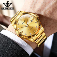 OUPINKE Luxury Real Diamonds Automatic Watch for Men Swiss