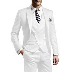 White Men Wedding Suits Groom Wear Peak Lapel Wedding Groom Tuxedos