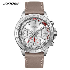 SINOBI Brand Sports Men's Watches 42mm Dial Plate Stainless Steel Case