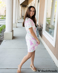 Tie Dye Eyelet dress in Teal & Pink