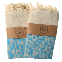 Diamond Turkish Cotton Kitchen / Hand Towel 2 pack 40x18 in