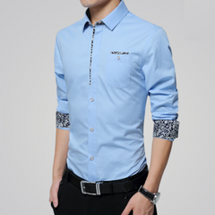 Mens Long Sleeve Button Down Shirt With Floral Details