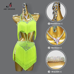 2024 Latin Dress for Girl Stand Ballroom Practice Dance Wear Clothes