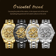 OUPINKE High-End Men's Watches Waterproof Tungsten Steel Gold