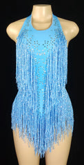 Sparkly Crystals Fringe Bodysuit Women Nightclub Party Outfit Dance