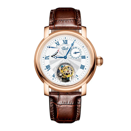 Haofa Luxury 18K Solid Gold Tourbillon Watch for Men Hand-carved