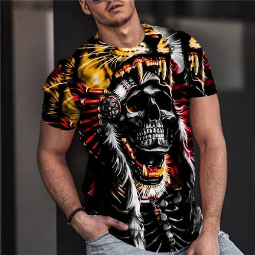 Men's Vintage Graphic Skull Theme T-Shirt