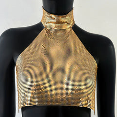 Metal Sequin Top Splice Waistcoat Crop Tops Women Nightclub Streetwear