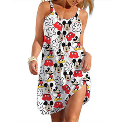 Leopard Beach Dress For Women Disney Minie Mouse Woman Dresses Girls