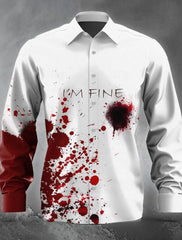 Halloween Horror Men's Button Up Shirt Long Sleeve Party Evening Wear