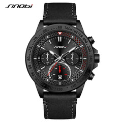 SINOBI Brand Sports Men's Watches 42mm Dial Plate Stainless Steel Case