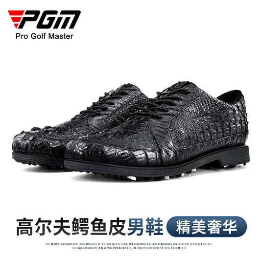 PGM Men's Golf Shoes Casual Sport Sneakers Shoelaces Crocodile Skin