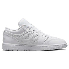 Nike Air Jordan 1 Low Triple White Quilted Women's Sneakers Shoes