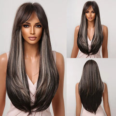 Black Hair Long Straight Wigs for Women Natural Hair Synthetic Wigs