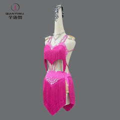 Latin Dance Suit Girls Stage Sports Clothing Dancewear Skirt Party