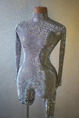 Sparkly Full Rhinestones Jumpsuit for Women Sexy Dance Costume