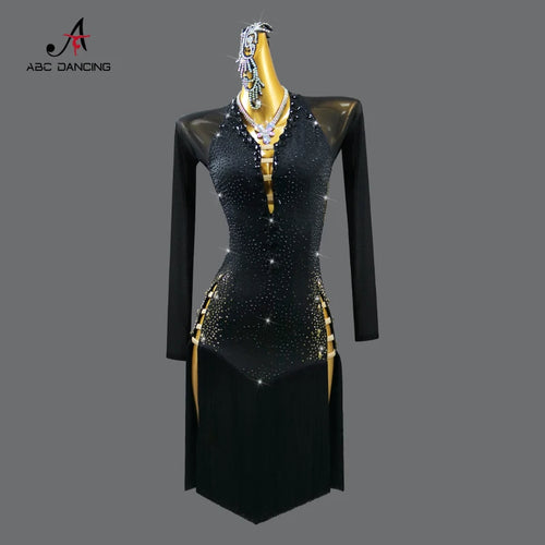 Latin Dance Dress Stage Clothes Women's Costume Outfit Sports Line