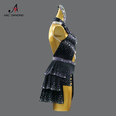 Black Latin Dance Wear Women Party Dress Dancewear Skirt Practice