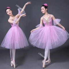 Adult White Swan Lake Ballet Dancing Dress Women Ballroom Ballet