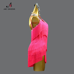 Latin Dance Dress Woman Line Clothes Practice Wear Suit Stand Ball