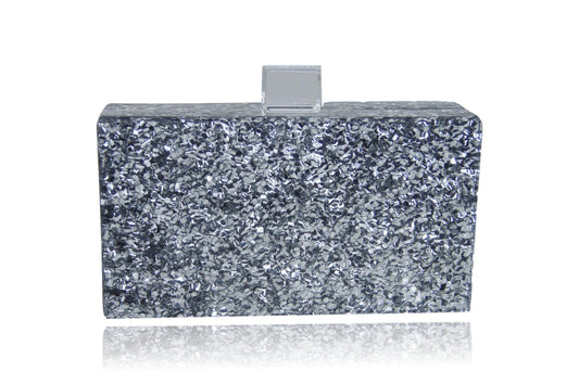 Silver Glitter Acrylic Box Clutch