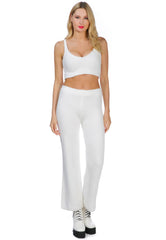 Solid Casual Wide Leg Trousers