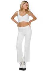 Solid Casual Wide Leg Trousers