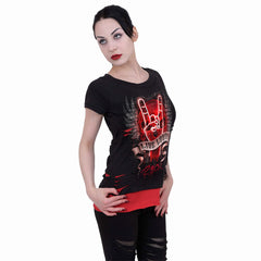 LIVE LOUD - 2in1 Red Ripped Top Black