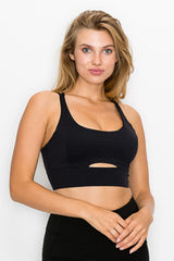 Cross Back Front Slit Sports Bra