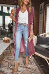 TEELYNN Velvet Long Coats for Women Casual Long Sleeve Loose Autumn