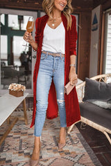 TEELYNN Velvet Long Coats for Women Casual Long Sleeve Loose Autumn