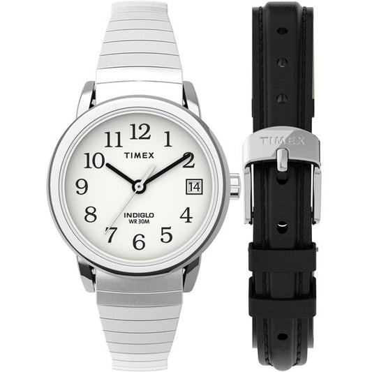 Timex TWG025200JT 25 mm Women Easy Reader Silver Tone Case White Dial