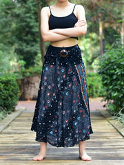 Bohotusk Black Peacock Long Skirt With Coconut Buckle (& Strapless