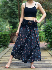 Bohotusk Black Peacock Long Skirt With Coconut Buckle (& Strapless