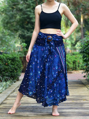 Bohotusk Blue Peacock Long Skirt With Coconut Buckle (& Strapless