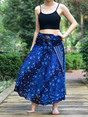 Bohotusk Blue Peacock Long Skirt With Coconut Buckle (& Strapless